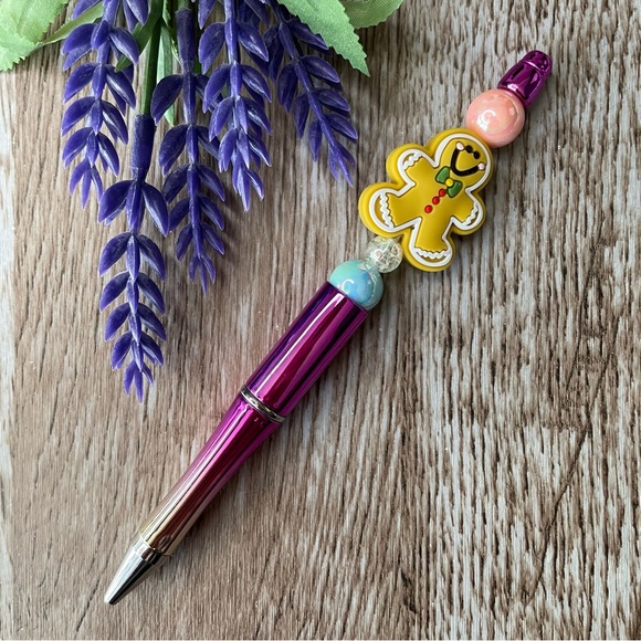 Handcrafted Christmas Pens Beaded Unique Artisan Gifts Office Accessories - Picture 8 of 9